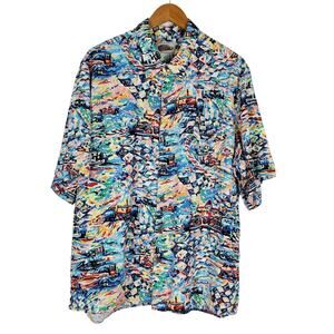 Art Of Eddy Y By Reyn Spooner Button Up Short Sleeve Shirt XL Formula 1 Racing